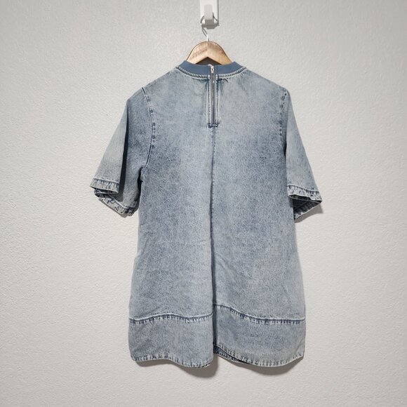 Women's Free People Denim Harlow Mini Dress Ocean Blue With Pockets Size Small - Picture 4 of 6